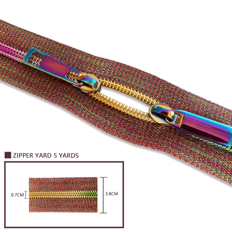 Rolă cu fermoar din nailon cu dinte curcubeu de 5 yarzi 5 # cu glisoare cu fermoar de 10 buc pentru cusut bricolaj geanta de îmbrăcăminte seturi de reparare portofel Accesorii