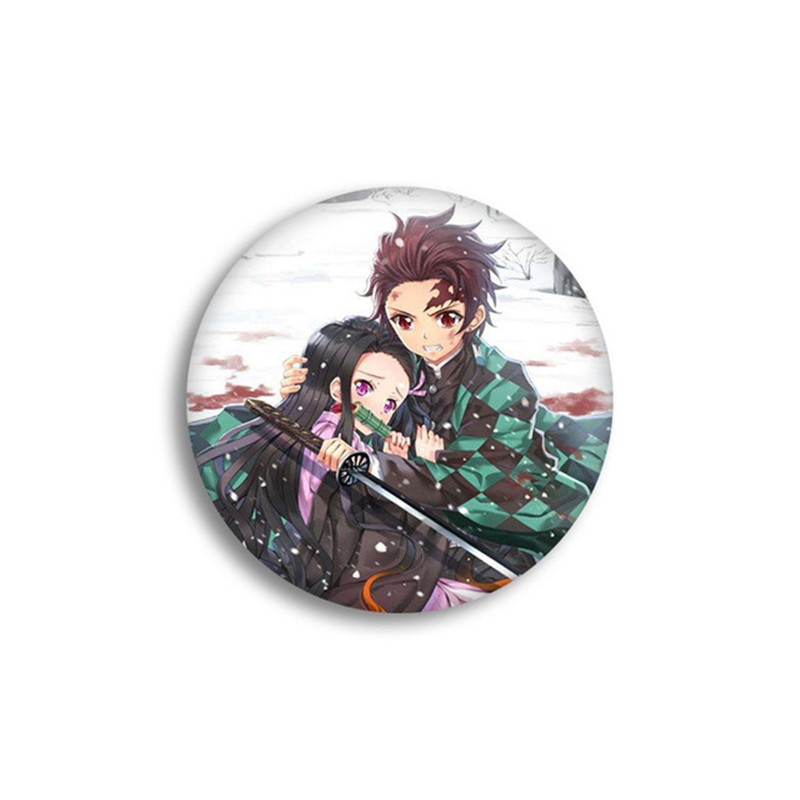 Anime Demon Slayer Kimetsu no Yaiba Kamado Tanjirou Ace pentru rucsacuri de desene animate Pin Badge Decoration Brose Metal Badge pentru