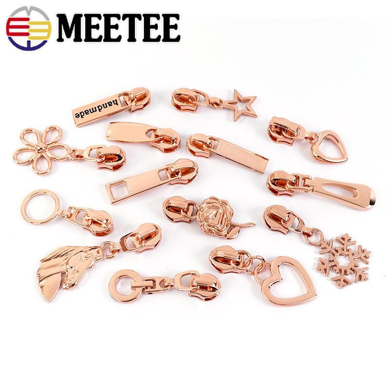 5/10/20 vnt. 5# užtrauktuko ištraukimo slankiklis nailoniniams užtrauktukams RoseGold dekoratyvinis užtrauktuko galvos maišelis Drabužiai Striukė siuvimo užsegimai Priedai