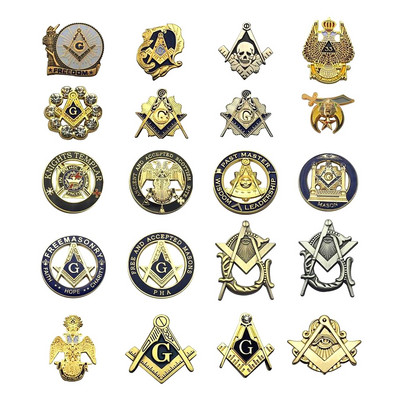 Πολλαπλοί μασονικοί καρφίτσες με πέτο Δωρεάν και αποδεκτά Δώρα Mason Knight Templar Compass and Sqaure Brooch Σήματα με συμπλέκτη πεταλούδας