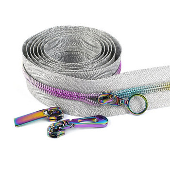 5μέτρα 5# Rainbow Nylon Tape Zipper with Zip Slider Puller Διακοσμητική τσάντα φερμουάρ Σακίδιο πλάτης DIY Επισκευή ρούχων Αξεσουάρ ραπτικής