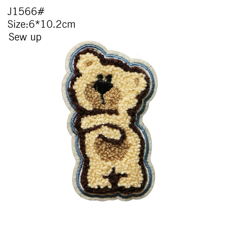 2 τμχ πετσέτα σενίλ Χαριτωμένο καρτούν αρκούδα μπάλωμα χαμόγελου ζώου μωρό ρίγες Decal DIY παπούτσια ενδυμάτων και καπέλα Σήμα