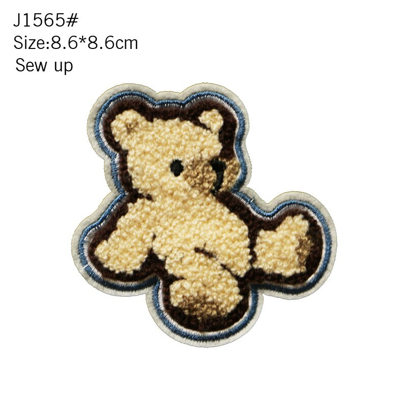 2 τμχ πετσέτα σενίλ Χαριτωμένο καρτούν αρκούδα μπάλωμα χαμόγελου ζώου μωρό ρίγες Decal DIY παπούτσια ενδυμάτων και καπέλα Σήμα