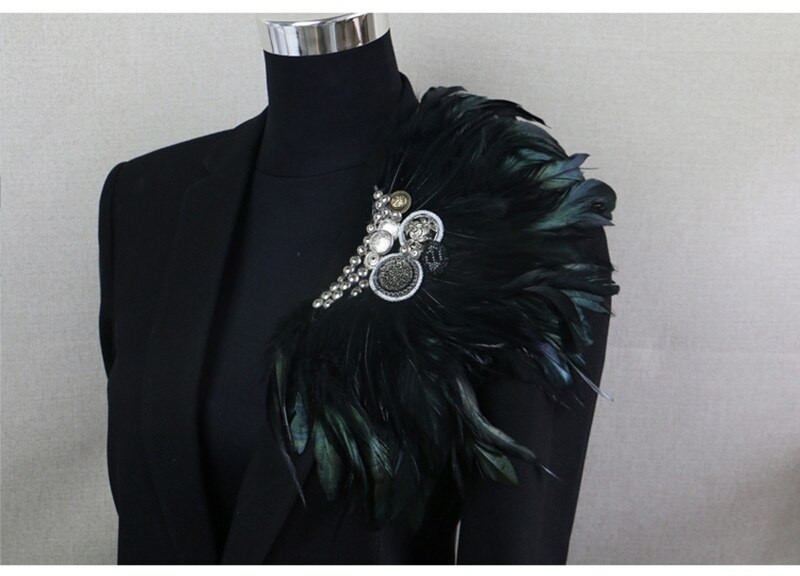 Μπουτονιέρα κλιπ γιακά καρφίτσα καρφίτσα γάμου επαγγελματικά κοστούμια συμπόσιο καρφίτσα μαύρο φτερό άγκυρα λουλούδι κορσάζ πάρτι μπαρ τραγουδιστής