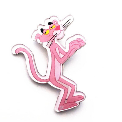 Naujas 1 vnt animacinis filmas Rožinė pantera akrilo sagės ženkliukų dekoravimo smeigtukas ant kuprinės Moteriški „pasidaryk pats“ drabužiai Sagės vaikiški segtukai