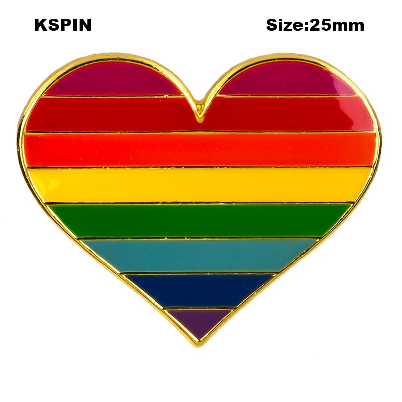 Vikerkaarekujuline südamekujuline uhkusemärk, nööpnõel, metallist märgid, dekoratiivsed prossinõelad riiete jaoks Prossi ehted