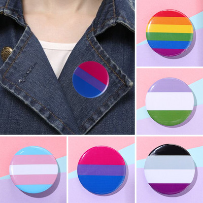 1Pc Pride Rainbow Flag Tinplate Badge Support  Lesbian Bisexual Transgender Symbol Pin Icons Брошка Аксесоари за бижута