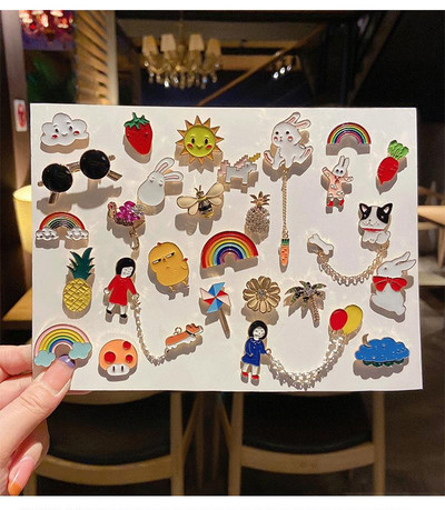 Cartoon Colorful Badges Alloy Rainbow Cute Personalized Badge Brooch Fashion Pins For Clothes Bag Metal Pins Set Accessories