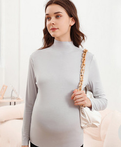 Naiste ühevärviline polo kaelusega rasedate pluus