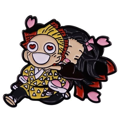 C3316 Demon Slayer Chibi emajl igla Prilagođeni broš Tanjirou Nezuko Zenitsu Inosuke Giyuu značka za rever Crtić Nakit Poklon