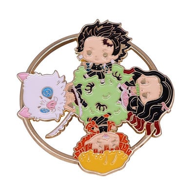 C3316 Demon Slayer Chibi emajl igla Prilagođeni broš Tanjirou Nezuko Zenitsu Inosuke Giyuu značka za rever Crtić Nakit Poklon