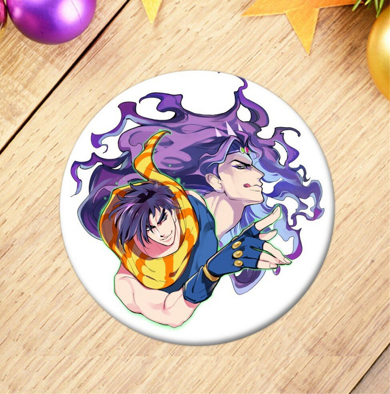 JoJos veidrad seiklusfilmi märgi pross Jotaro Kujo Jonathan Joestar Joseph Giorno Giovanna lapel Anime Pins seljakottide jaoks