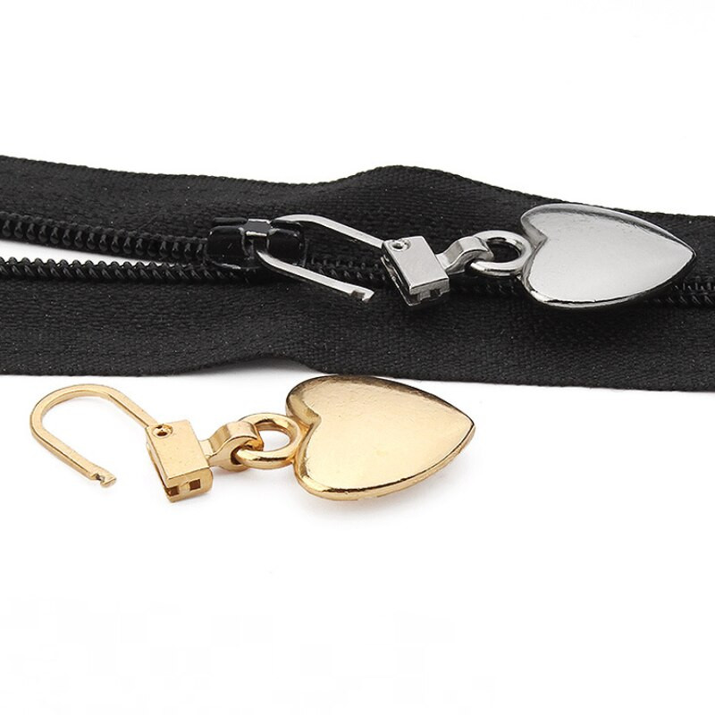 5 tk südamekujuline tõmblukk liugurpea eemaldatav metallist tõmbluku tõmmitsad tõmbluku tõmmitsad isetehtud õmblustõmblukkude paranduskomplektid