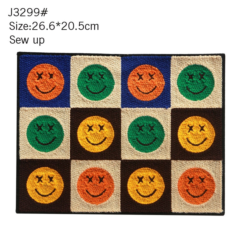 Didelis mados gražus rankšluosčių siuvinėjimas Besišypsantis veidas Širdies formos Žvaigždė Tigras Žaidimų Kortelės Audinio lipdukas „Pasidaryk pats“ ženklelis laisvalaikio drabužiai