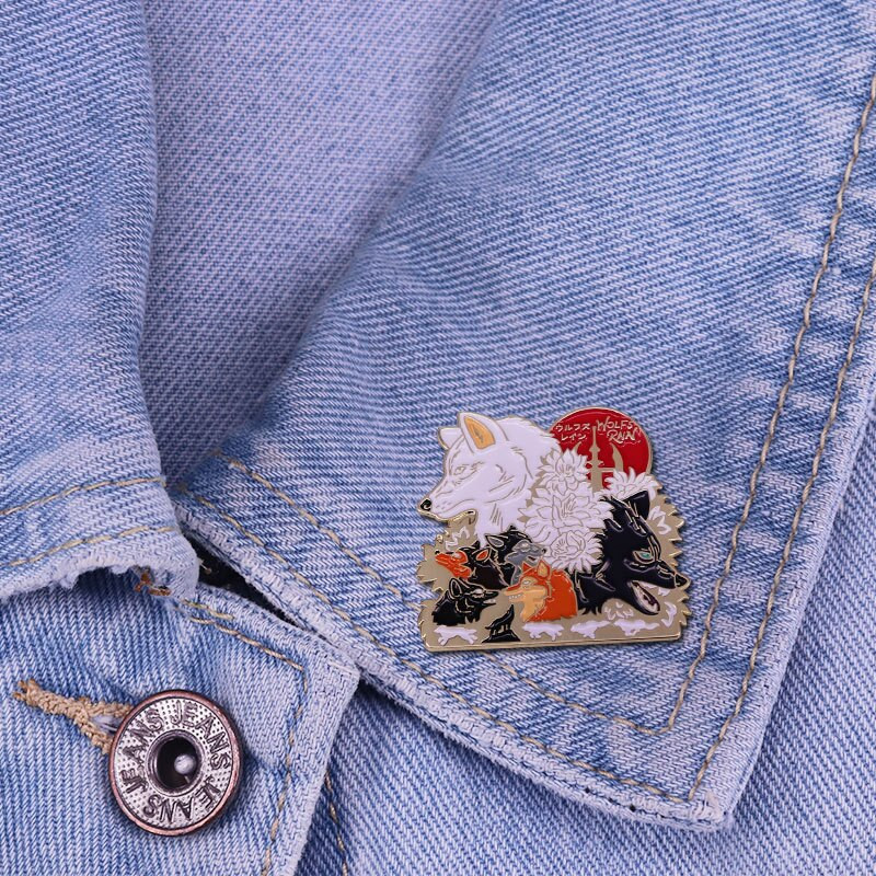 C3062 Anime japonez lup ploaie Ace emailate Ace pentru rever pentru rucsacuri Broșe pentru îmbrăcăminte Insigne pe pălării Genți decorative