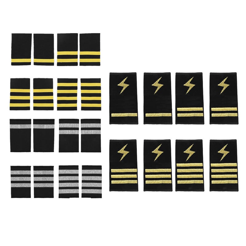 1 pereche de epoleți pentru uniformă de pilot profesională tradițională Epoleți pentru pilot Insigne de performanță pe scenă cu dungi aurii/argintii din nailon