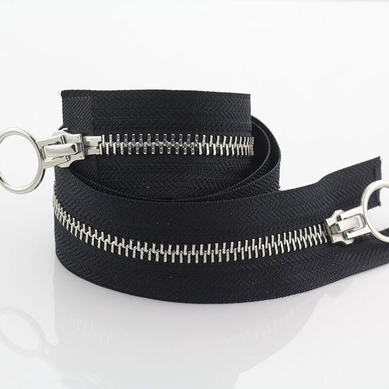 Aukštos kokybės Nr. 5 metalinis užtrauktukas 70/90 cm Atviras dvigubas slankiklis Sidabrinis užtrauktukas „Pasidaryk pats“ Rankdarbiai, skirti medžiaginiam kišeniniam drabužių krepšiui