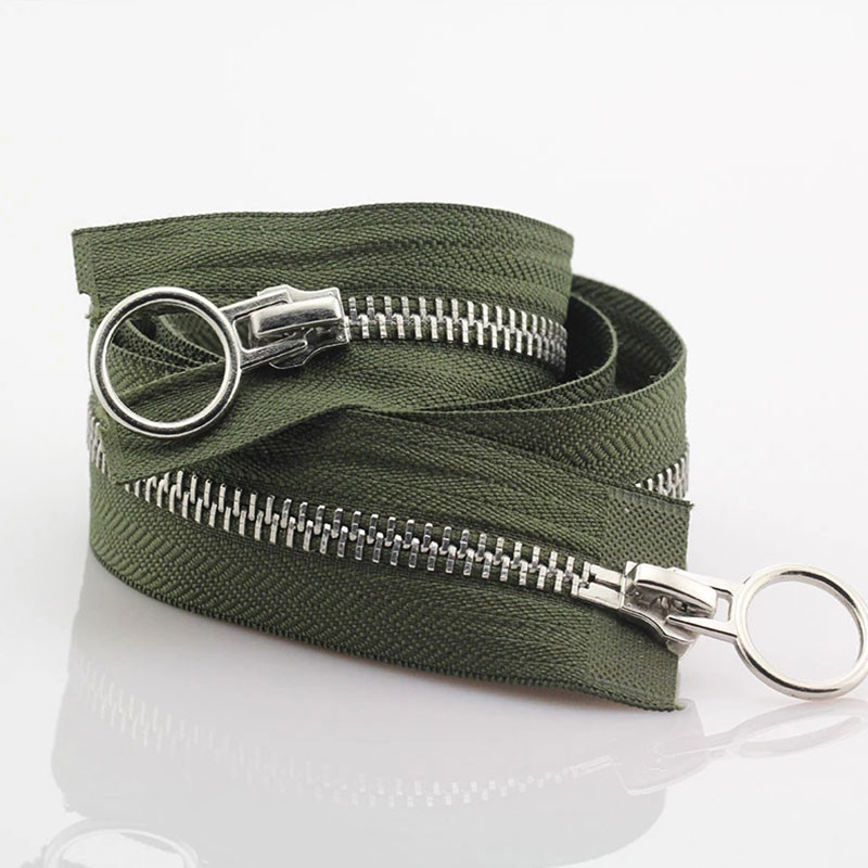 Aukštos kokybės Nr. 5 metalinis užtrauktukas 70/90 cm Atviras dvigubas slankiklis Sidabrinis užtrauktukas „Pasidaryk pats“ Rankdarbiai, skirti medžiaginiam kišeniniam drabužių krepšiui