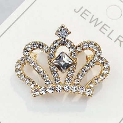 Módna krištáľová brošňa, luxusné retro korunové odznaky pre ženy, kamienkové brošne, dievčenské svadobné korsážové oblečenie, dekorácia šiat 1 ks