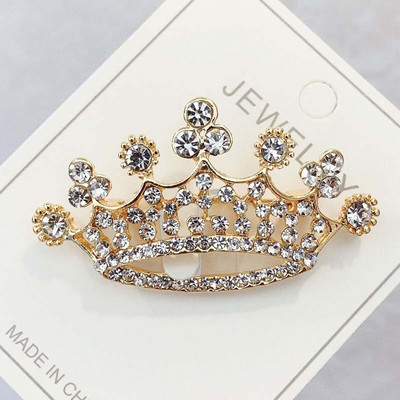 Módna krištáľová brošňa, luxusné retro korunové odznaky pre ženy, kamienkové brošne, dievčenské svadobné korsážové oblečenie, dekorácia šiat 1 ks