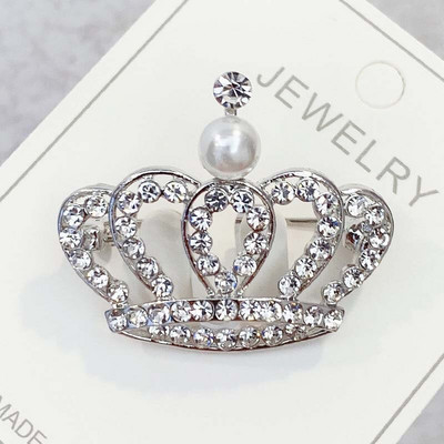 Módna krištáľová brošňa, luxusné retro korunové odznaky pre ženy, kamienkové brošne, dievčenské svadobné korsážové oblečenie, dekorácia šiat 1 ks