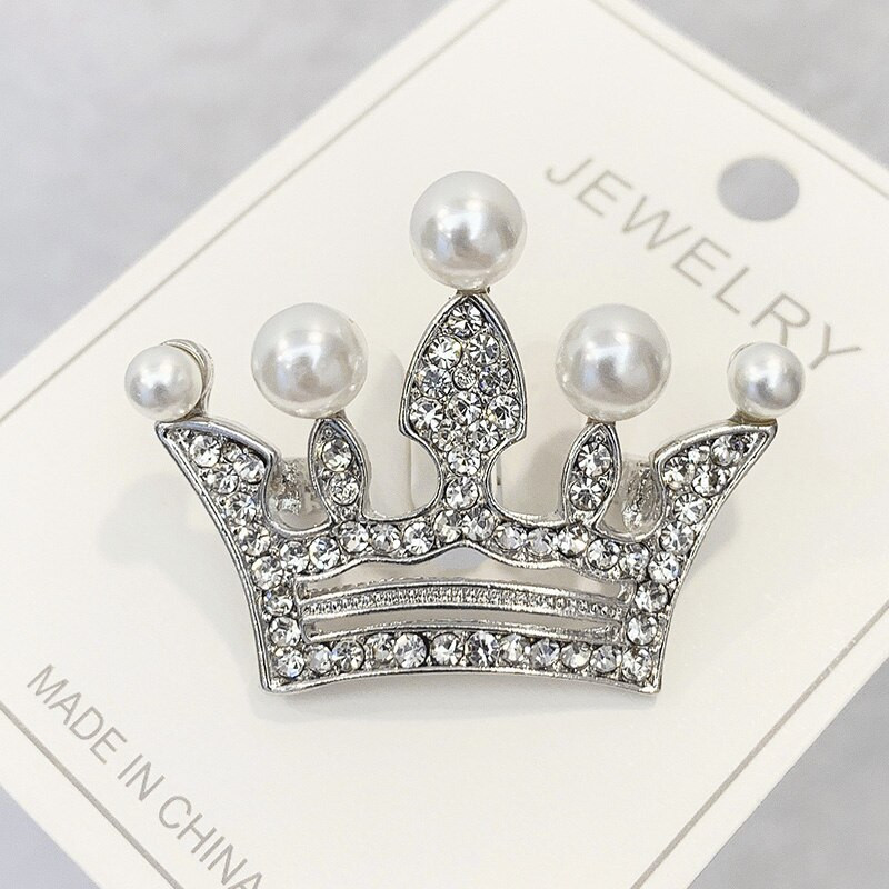 Módna krištáľová brošňa, luxusné retro korunové odznaky pre ženy, kamienkové brošne, dievčenské svadobné korsážové oblečenie, dekorácia šiat 1 ks