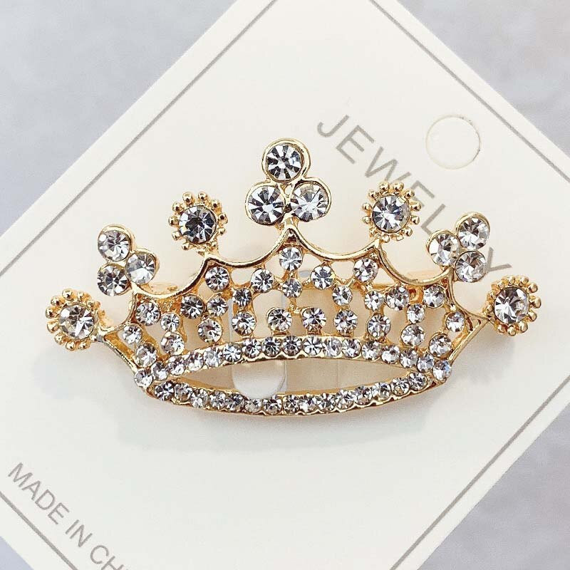 Módna krištáľová brošňa, luxusné retro korunové odznaky pre ženy, kamienkové brošne, dievčenské svadobné korsážové oblečenie, dekorácia šiat 1 ks