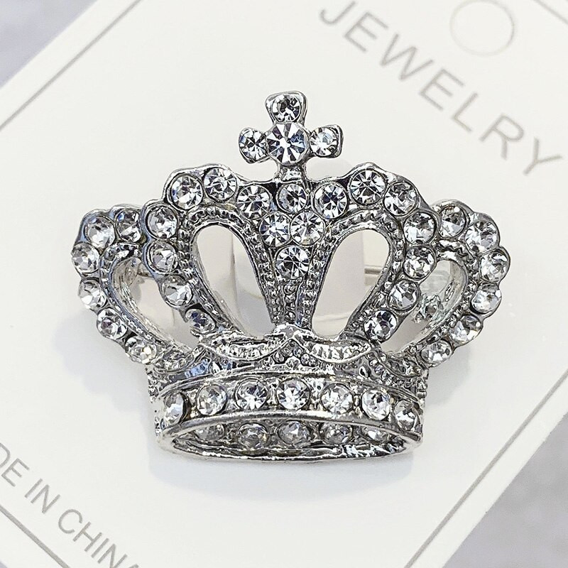 Módna krištáľová brošňa, luxusné retro korunové odznaky pre ženy, kamienkové brošne, dievčenské svadobné korsážové oblečenie, dekorácia šiat 1 ks
