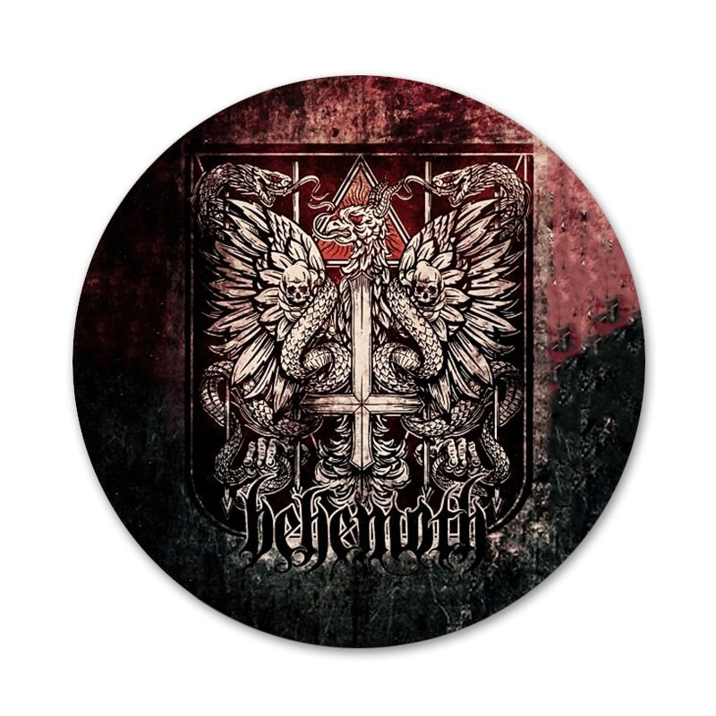 Behemoth Band Design Icons Καρφίτσες Διακοσμητικό σήμα Καρφίτσες Μεταλλικές κονκάρδες για διακόσμηση σακιδίου πλάτης 58mm