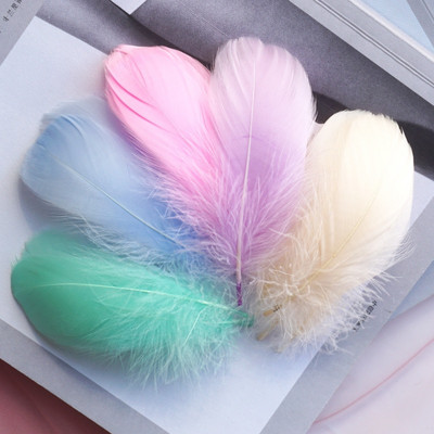 100pcs  8-12 Cm Middle Floating Goose Feather Natural Colourful Feather for Wedding Party Clothing Decoration DIY Craft Feathers