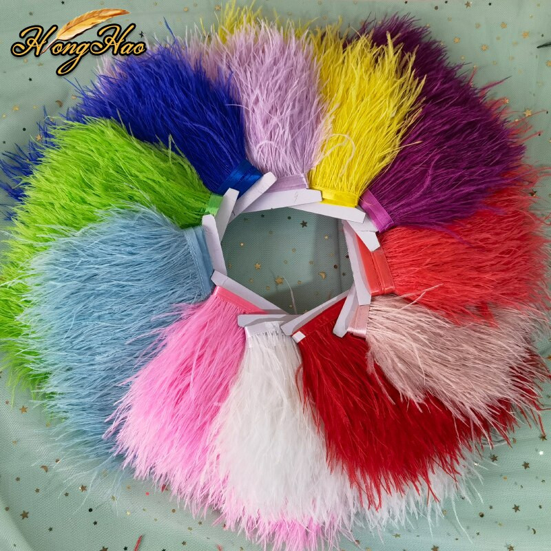 1 metras 8-10cm Daugiaspalvis Tikras stručio plunksnas Apdailos Juostelė Balta Strutis suknelė Drabužių dekoravimui Siuvimo plunksnos Amatai