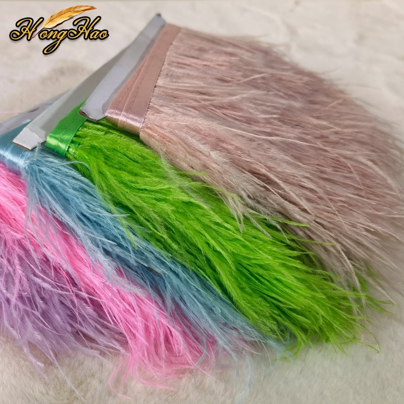 1 metras 8-10cm Daugiaspalvis Tikras stručio plunksnas Apdailos Juostelė Balta Strutis suknelė Drabužių dekoravimui Siuvimo plunksnos Amatai