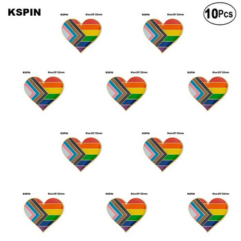 10 бр. Партида Intersex-Inclusive Progress Pride Flag Lapel Pin Значка на флага Брошка Игли Значки