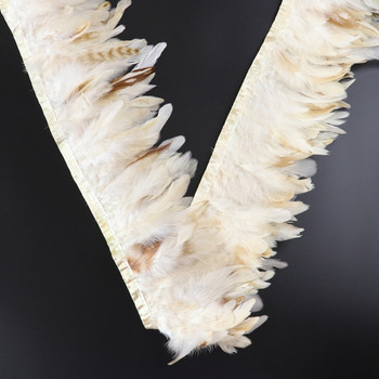 1μέτρο Φυσικά Λευκά Φτερά Κοτόπουλου Διακοσμητικό κρόσσι 10-15 εκ. Κορδέλα με φτερά κόκορα για χειροτεχνία διακόσμησης ρούχων για φεστιβάλ και πάρτι