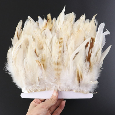 1 метър естествени бели пилешки пера, украсени с ресни, 10-15 см панделка от пера на петел за декорация на облекло за фестивал и парти