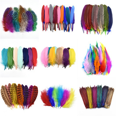 Много видове многоцветни комбинации Гъши Щраусови пера Занаяти Фазан Пиле Пуйка Паунови пера Аксесоари за занаяти