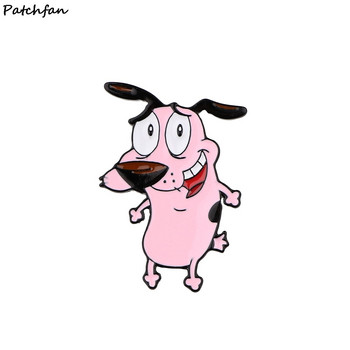 AD759 Patchfan Kawaii Dog Zinc Charm Cartoon Pins Пара Риза Палто Брошки Дрехи Раница Аксесоари Метални бижута Значки