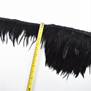 1 метър бели черни пера от фазан за дрехи, тапицерия от пера, лента за ръкоделие, пухкава пуйка, щраус, гъска, марабу, ресни, шиене