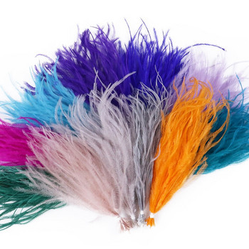 1 пакет щраусови пера, боядисани с нишки, цветни 10-15/15-18 CM пухкави пера за дрехи, чанта, декор, шевни занаяти