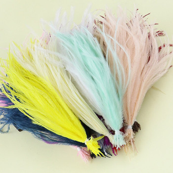 1 δέσμη φτερά στρουθοκαμήλου με νήμα βαμμένα πολύχρωμα 10-15/15-18 εκ. χνουδωτά λοφία για διακόσμηση τσάντας ρούχων Χειροτεχνία ραπτικής