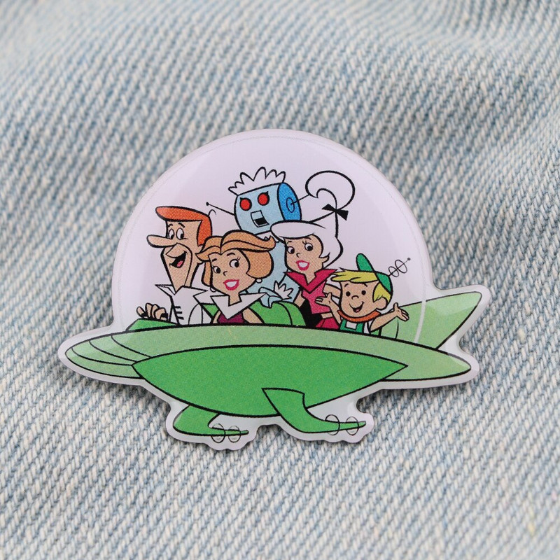 DB970 Аниме Значка с игла за космически кораб Анимационни брошки Игла с ревер Значка за риза Чанта Бижута Подарък за момичета Приятели Аксесоари за раница
