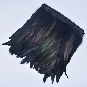 2μετρη πολύχρωμη κορδέλα με φτερά ουράς κόκορα σε ταινία Μαύρα φτερά φασιανού για χειροτεχνίες Διακοσμητικά ραπτικής αποκριάτικης διακόσμησης