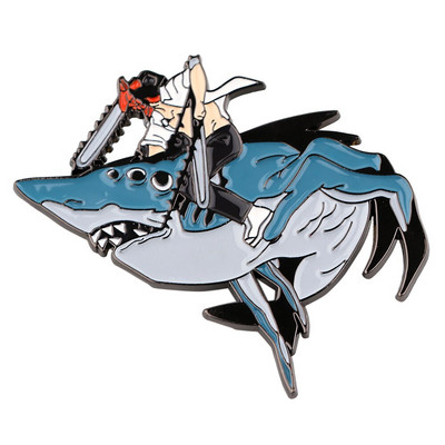 E3610 Anime muž s motorovou pílou, kovové odznaky, brošňa, klopový odznak pre ženy, mužov, oblečenie, batoh, doplnky, šperky