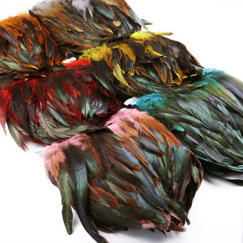 1 метър бял косъм на петел Естествени пера, украсени ресни, 13-18 см панделка за шиене на облекло, парти декорации, занаяти Аксесоари