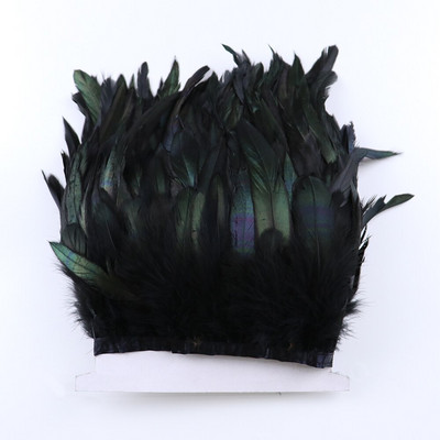 Păr de cocoș negru de 1 metru, franjuri cu pene naturale, panglică de 13-18 cm pentru cusut îmbrăcăminte, decorațiuni pentru petreceri, accesorii de artizanat