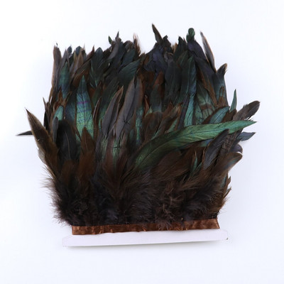 Păr de cocoș negru de 1 metru, franjuri cu pene naturale, panglică de 13-18 cm pentru cusut îmbrăcăminte, decorațiuni pentru petreceri, accesorii de artizanat