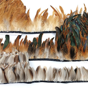1 μέτρο/Παρτίδα Φυσικό φτερό φασιανού Διακοσμητικά με κρόσσια Φτερά κόκορα Peacock Pluma Κορδέλες για χειροτεχνίες DIY Διακόσμηση για ράψιμο ρούχων