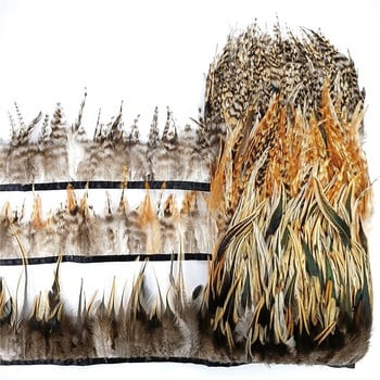 1 μέτρο/Παρτίδα Φυσικό φτερό φασιανού Διακοσμητικά με κρόσσια Φτερά κόκορα Peacock Pluma Κορδέλες για χειροτεχνίες DIY Διακόσμηση για ράψιμο ρούχων