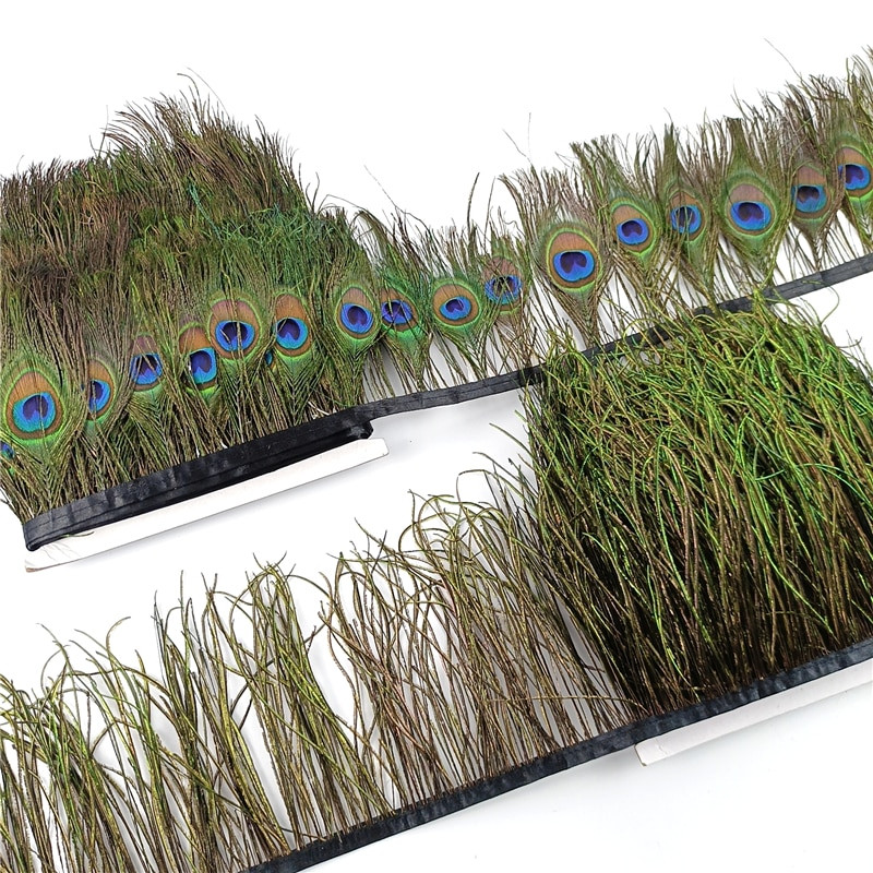 1 meeter/partii Looduslikud faasanisuled Äärised Kukk Suled Paabulinnu Pluma Paelad käsitööks DIY Dekoratsioon rõivaste õmblemiseks