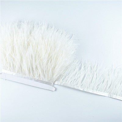 1M 5M 10Meter 8-10CM Μαύρο φτερό στρουθοκαμήλου διακοσμεί φυσικό λευκό φτερό στρουθοκαμήλου For Craft κορδέλα κρόσσια για φούστα Ρούχα πάρτι